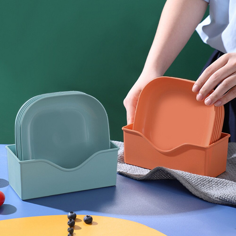 5 db műanyag tányér tartóval Tartós törésálló mély tányérok Szilárd könnyű tányérok Mosogatógépben mosható tányérok