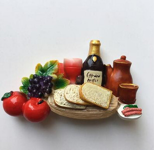 Vin roșu francez Fructe Pâine Magneți 3D pentru frigider Suveniruri turistice mondiale Decor pentru interioare Frigider Autocolante magnetice