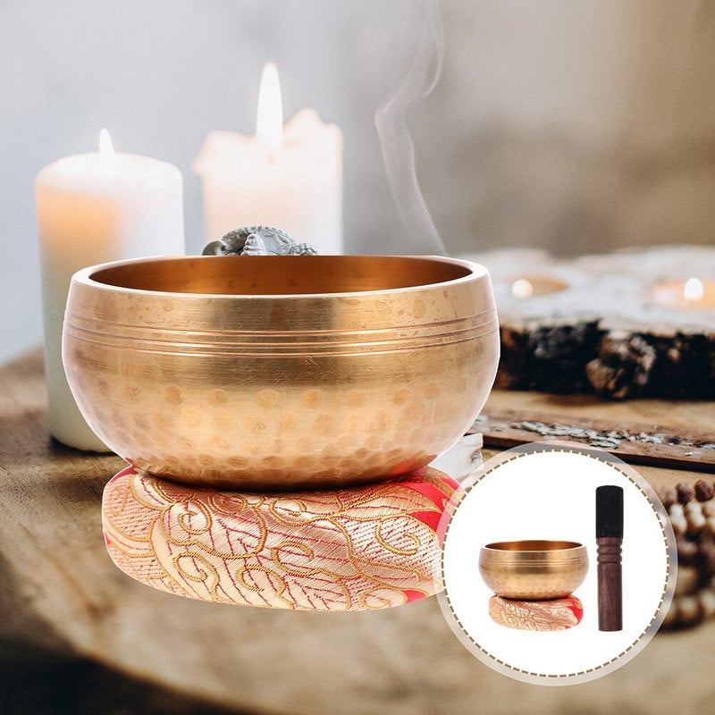 Bol Cant Meditație Boluri tibetane Macior de yoga Set de cupru Sunet Zen Gong Bellbrass Accesorii pentru Lună Decor Himalaya Rugăciune