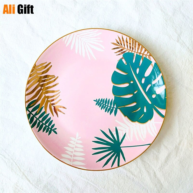 Farfurie cu plante din pădurea tropicală nordică Farfurie pentru desert Farfurie rece pentru cină Farfurie cu mâncare occidentală Farfurie pentru masă pentru acasă