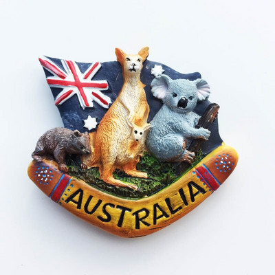 Ръчно изработени рисувани Австралийско кенгуру 3D магнити за хладилник Туристически сувенири Колекция от магнитни стикери за хладилник