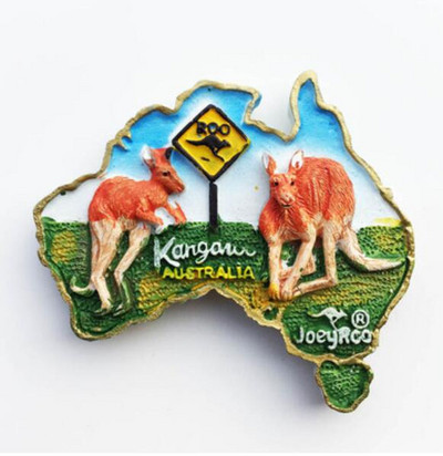 Ръчно изработени рисувани Австралийско кенгуру 3D магнити за хладилник Туристически сувенири Колекция от магнитни стикери за хладилник