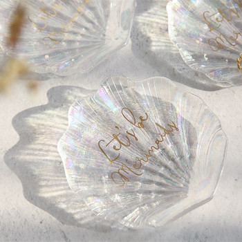 Кристална стъклена тава с черупки Дисплей за бижута Тава за нокти Направи си сам Инструмент Ястие Пръстен за русалка Дрънкулки Контейнери Чиния за маникюр Декоративна