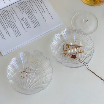 Δίσκος με κέλυφος από κρυστάλλινο γυαλί Δίσκος προβολής κοσμημάτων Nail Art DIY Εργαλείο πιάτο Γοργόνα Δαχτυλίδι Μπιμπελό Δοχεία Μανικιούρ Πιάτο Διακοσμητικό