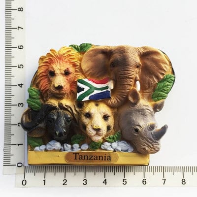 Afrika Magnety na chladničku Suveníry Keňa Tanzánia Namíbia Uganda Zimbabwe Päť zvieracích hláv Dekoratívne nálepky na chladničku Darčeky