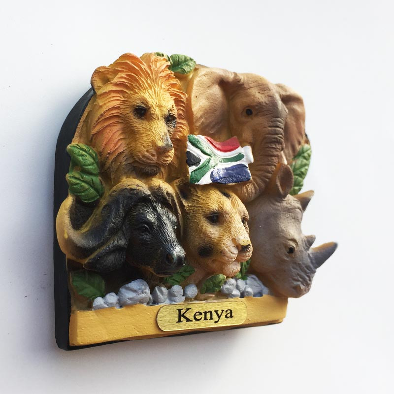 Afrika Magnety na chladničku Suveníry Keňa Tanzánia Namíbia Uganda Zimbabwe Päť zvieracích hláv Dekoratívne nálepky na chladničku Darčeky