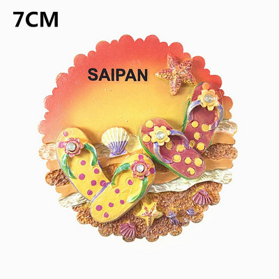 JAV Saipano paplūdimio šlepetės, jūros žvaigždės šukutės 3D šaldytuvo magnetai turizmo suvenyrai šaldytuvas magnetiniai lipdukai dovana