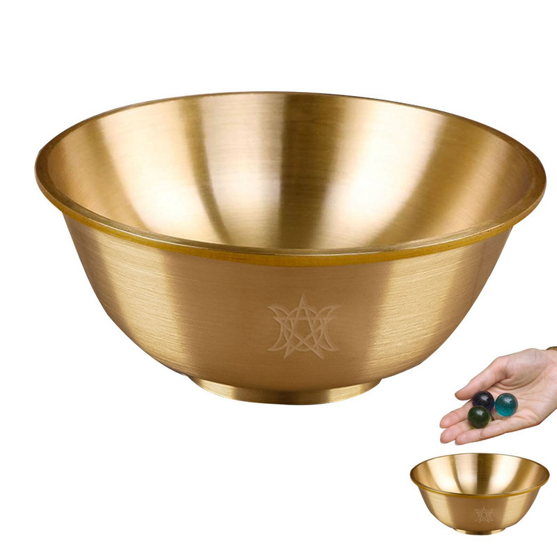 Bol pentru ofrande din cupru Pentacul cu lună triplă Bol pentru ofertă Bol budist pentru meditație Yoga Materiale pentru altar Arzător Bol pentru pată