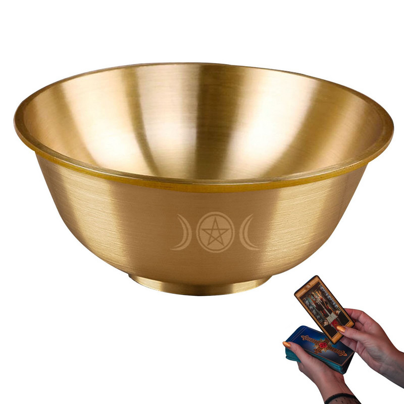 Bol pentru ofrande din cupru Pentacul cu lună triplă Bol pentru ofertă Bol budist pentru meditație Yoga Materiale pentru altar Arzător Bol pentru pată