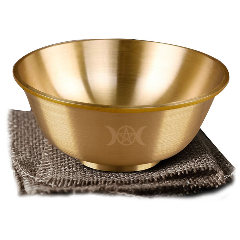 Bol pentru ofrande din cupru Pentacul cu lună triplă Bol pentru ofertă Bol budist pentru meditație Yoga Materiale pentru altar Arzător Bol pentru pată