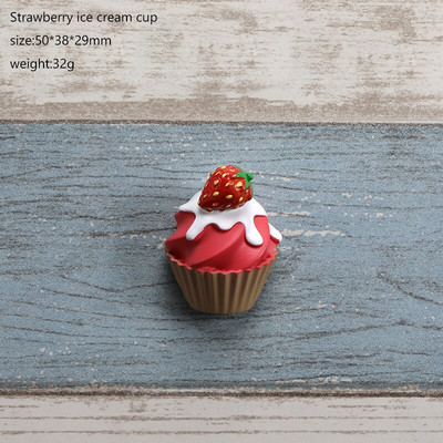 Gyanta aranyos eper fagylalt hűtőszekrény mágnes élelmiszer hűtő mágnes rajzfilm Kreatív hűtő mágneses matrica lakberendezés