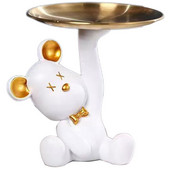 Figurină de urs pentru intrare, ornament de urs drăguț, păpușă, rășină, suport de depozitare pentru chei, suport de depozitare bijuterii, tavă de gustări cu fructe, intrare de acasă