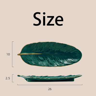 Kreativitás Arany tollas tálcák Dekoratív skandináv modern dombormű kerámia vacsoratálak snackek desszertek ételek Étterem tálaló