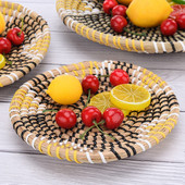 Zidni ukras od ratana Poslužavnik Košara Tanjur Pleteni ukrasi za pohranu voća Viseći tkani ukrasi Odijela Ručno izrađeni 1kom.