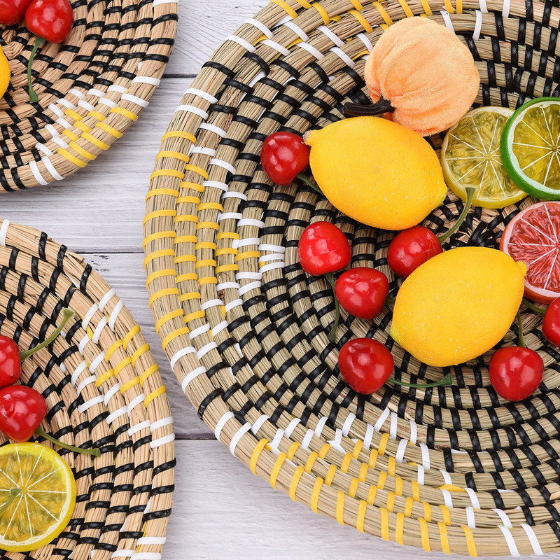 Ratano sienų dekoravimo padėklas krepšelio lėkštė austi vaisiai laikymo dekoracijos Kabantys audimo papuošalai kostiumai rankų darbo 1vnt amatai