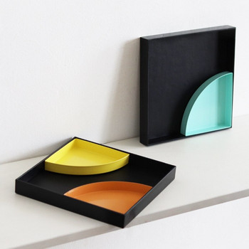 Χρώμα σε αντίθεση Τετράγωνος δίσκος αποθήκευσης Πλαστικό σιδερένιο πιάτο Σαλόνι Βεράντα Επιφάνεια εργασίας Καλλυντικά Διάφορα αντικείμενα Οργανωτής κοσμημάτων