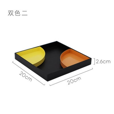 Culoare contrastantă Tavă de depozitare pătrată Placă de fier din plastic Sufragerie Verandă Cosmetice de birou Articole diverse Obiecte Organizator de bijuterii