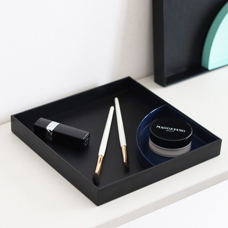 Culoare contrastantă Tavă de depozitare pătrată Placă de fier din plastic Sufragerie Verandă Cosmetice de birou Articole diverse Obiecte Organizator de bijuterii