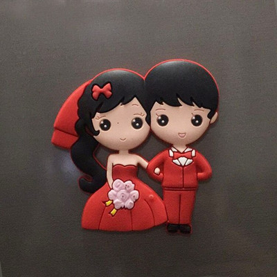 Mini magnetická nálepka na chladničku, trojrozmerná personalizovaná magnetická nálepka na chladničku pre nevestu, svadobné dekorácie pre pár.