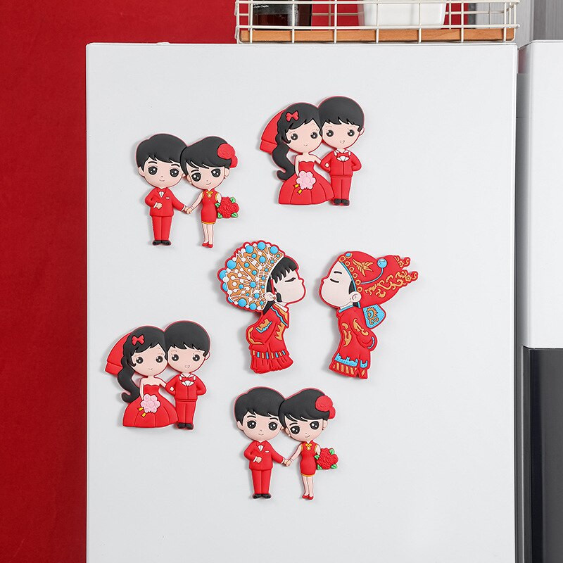 Mini magnetická nálepka na chladničku, trojrozmerná personalizovaná magnetická nálepka na chladničku pre nevestu, svadobné dekorácie pre pár.