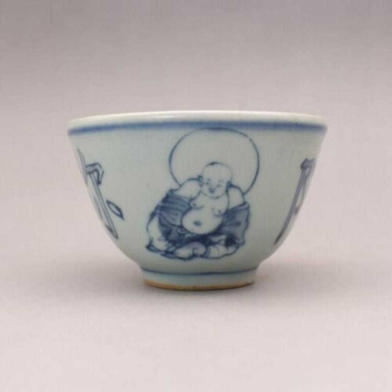 3,1" kvalitný čínsky modrobiely porcelán 90 ml šálka na čaj s čínskymi znakmi