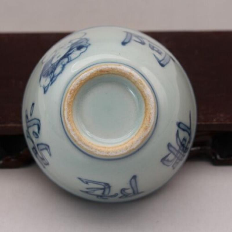 3,1" kvalitný čínsky modrobiely porcelán 90 ml šálka na čaj s čínskymi znakmi