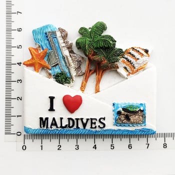 Малдиви Творчески магнит от смола Стикер за хладилник Изглед към морето Костенурка Бийч Пътуване Мемориална декорация Занаятчийски подарък