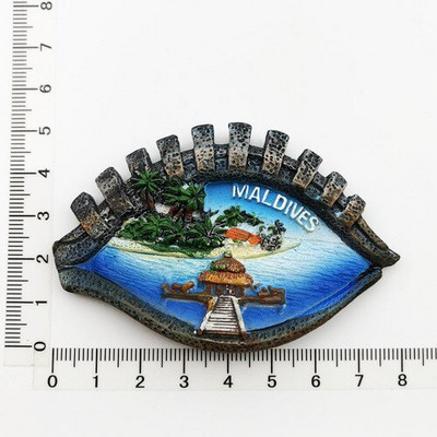 Maldīvu salas radošā sveķu magnēta ledusskapja uzlīme ar skatu uz jūru Bruņurupuču pludmales ceļojumu piemiņas rotājums amatniecības dāvana