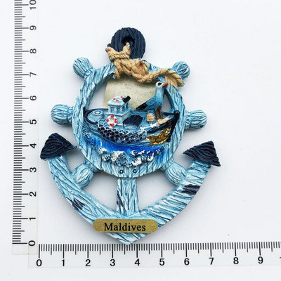 Maldīvu salas radošā sveķu magnēta ledusskapja uzlīme ar skatu uz jūru Bruņurupuču pludmales ceļojumu piemiņas rotājums amatniecības dāvana