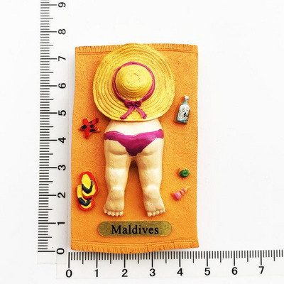 Maldīvu salas radošā sveķu magnēta ledusskapja uzlīme ar skatu uz jūru Bruņurupuču pludmales ceļojumu piemiņas rotājums amatniecības dāvana