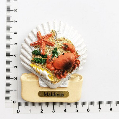 Maldīvu salas radošā sveķu magnēta ledusskapja uzlīme ar skatu uz jūru Bruņurupuču pludmales ceļojumu piemiņas rotājums amatniecības dāvana