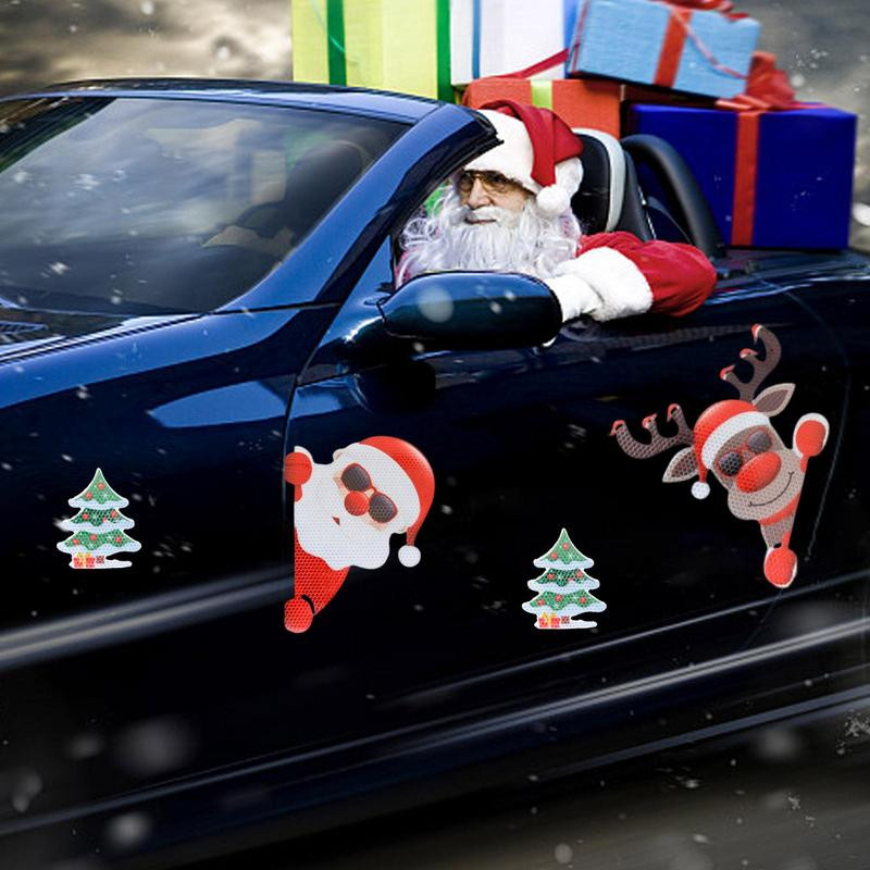 Vianočné dekorácie na chladničku do auta, farebné vianočné reflexné magnety na auto, dekorácia Santa Clausa/snehuliaka/jeleňa/vianočného stromčeka