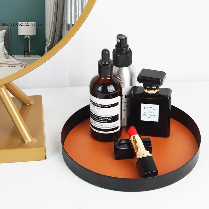 Jednoduchý okrúhly úložný táck na kozmetiku, stolný úložný táck na šperky, bytová dekorácia