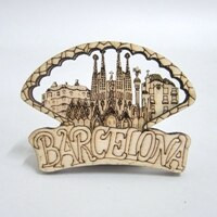 Barcelona Španielsko Drevený magnet na chladničku Suvenír Magnetická nálepka na chladničku Bytové dekorácie Dekorácie Doplnky