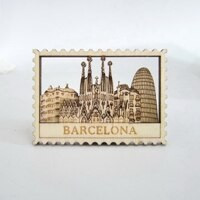 Barcelona Španielsko Drevený magnet na chladničku Suvenír Magnetická nálepka na chladničku Bytové dekorácie Dekorácie Doplnky