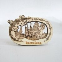 Barcelona Španielsko Drevený magnet na chladničku Suvenír Magnetická nálepka na chladničku Bytové dekorácie Dekorácie Doplnky