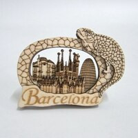 Barcelona Španielsko Drevený magnet na chladničku Suvenír Magnetická nálepka na chladničku Bytové dekorácie Dekorácie Doplnky