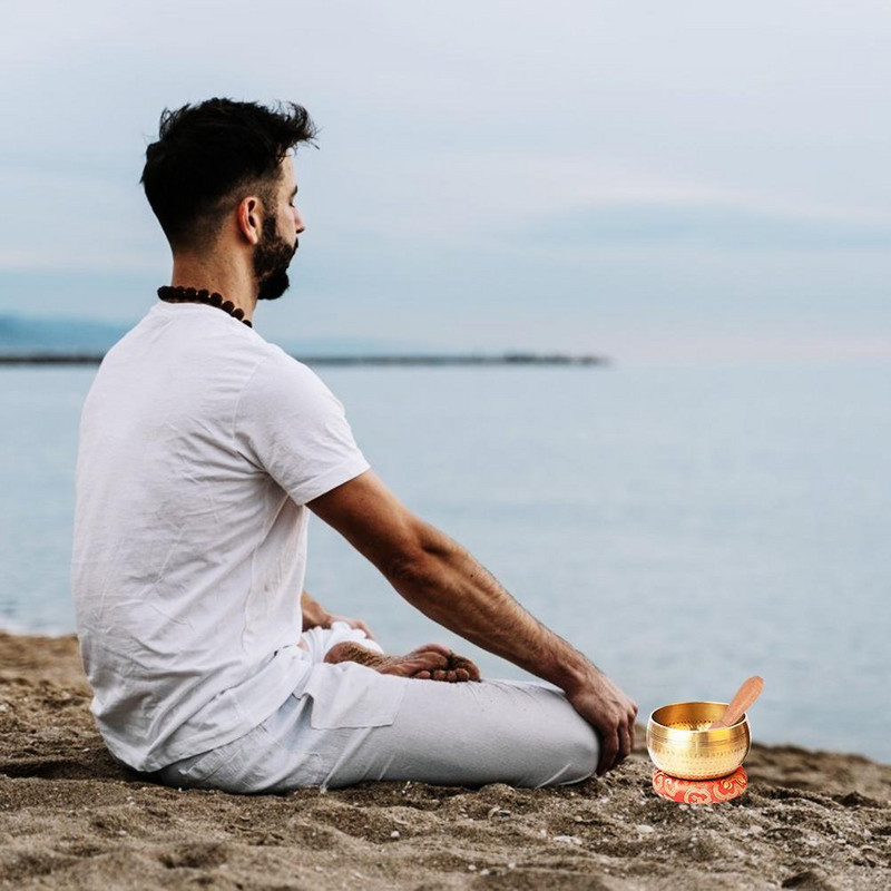 Nepal tibetan budist bol meditație yoga cântare bol din alamă clopoțel artizanat set bol cântând lucrat manual Feng Shui