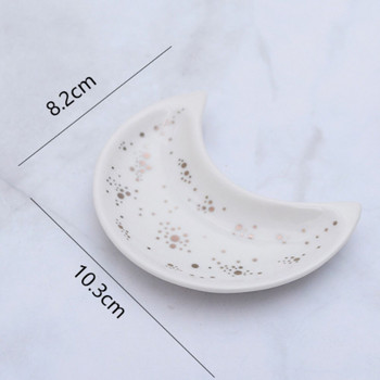 Керамика с форма на луна Малка чиния за бижута Обеци Колие Пръстен Чинии за съхранение Дисплей Декорация Тава