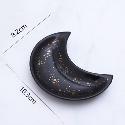 Hold alakú kerámia kis ékszer tálka fülbevaló nyaklánc gyűrű tároló tányérok kijelző díszítő tálca