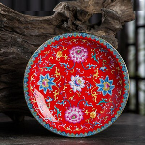 Jingdezhen 6-palcový keramický tanier so zlatým ťahom, smaltovaný kostený riad, bytové dekorácie, dezertný tanier, podnos na jedlo, kuchynský keramický riad.