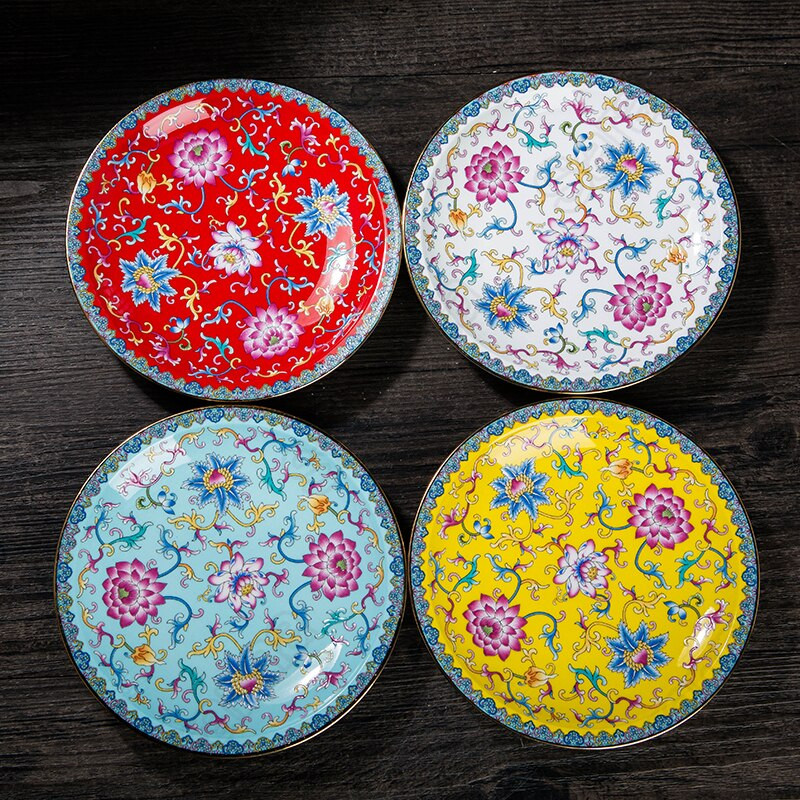 Jingdezhen 6-palcový keramický tanier so zlatým ťahom, smaltovaný kostený riad, bytové dekorácie, dezertný tanier, podnos na jedlo, kuchynský keramický riad.
