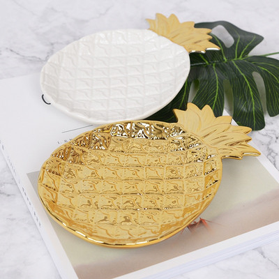 Nordic Golden Pineapple Candy Trinket Πιάτο Κοσμήματα Πιάτο αποθήκευσης Πιατικά σερβίτσια πιάτα δίσκοι φρούτων κεραμικά πιάτα φαγητού