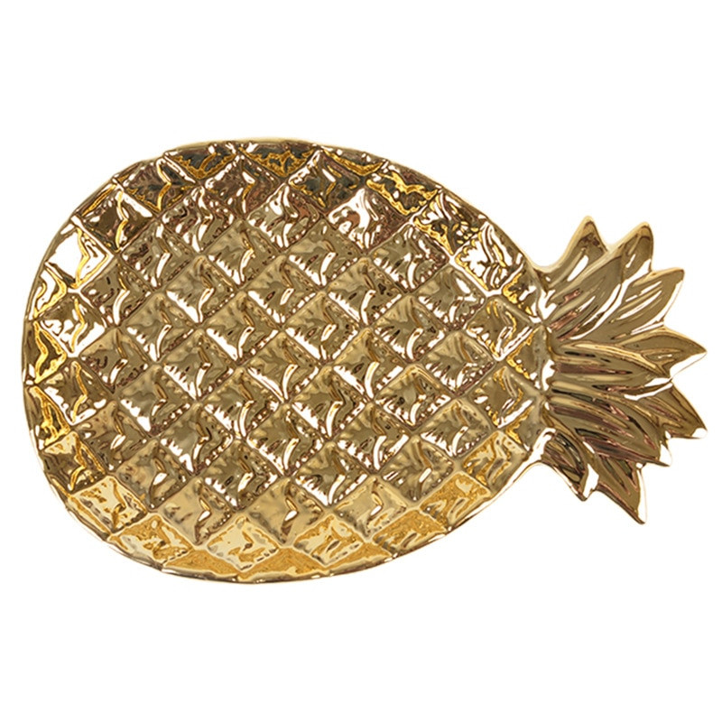 Nordic Golden Ananas Cukríky Trinket Miska na šperky Úložný tanier Riad Stolový riad Ovocný podnos keramické taniere na jedlo
