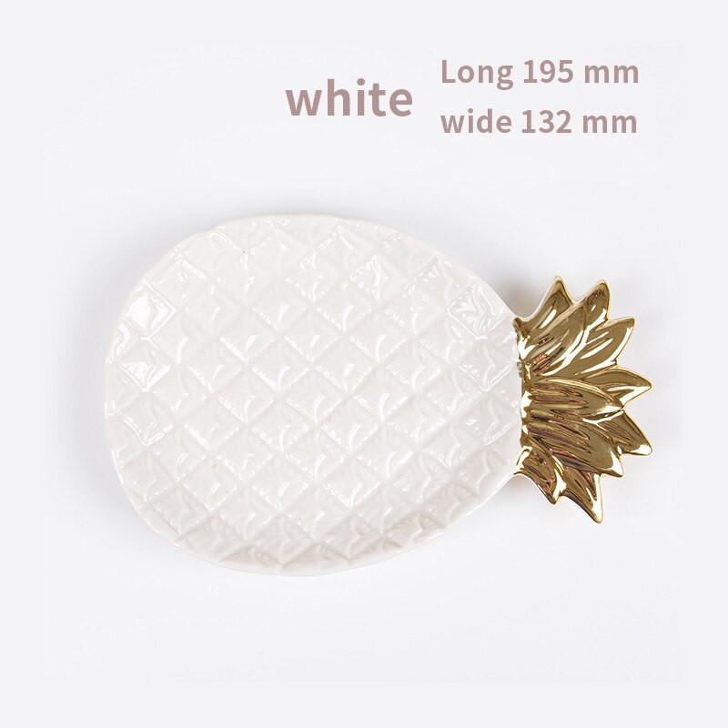 Nordic Golden Ananas Cukríky Trinket Miska na šperky Úložný tanier Riad Stolový riad Ovocný podnos keramické taniere na jedlo