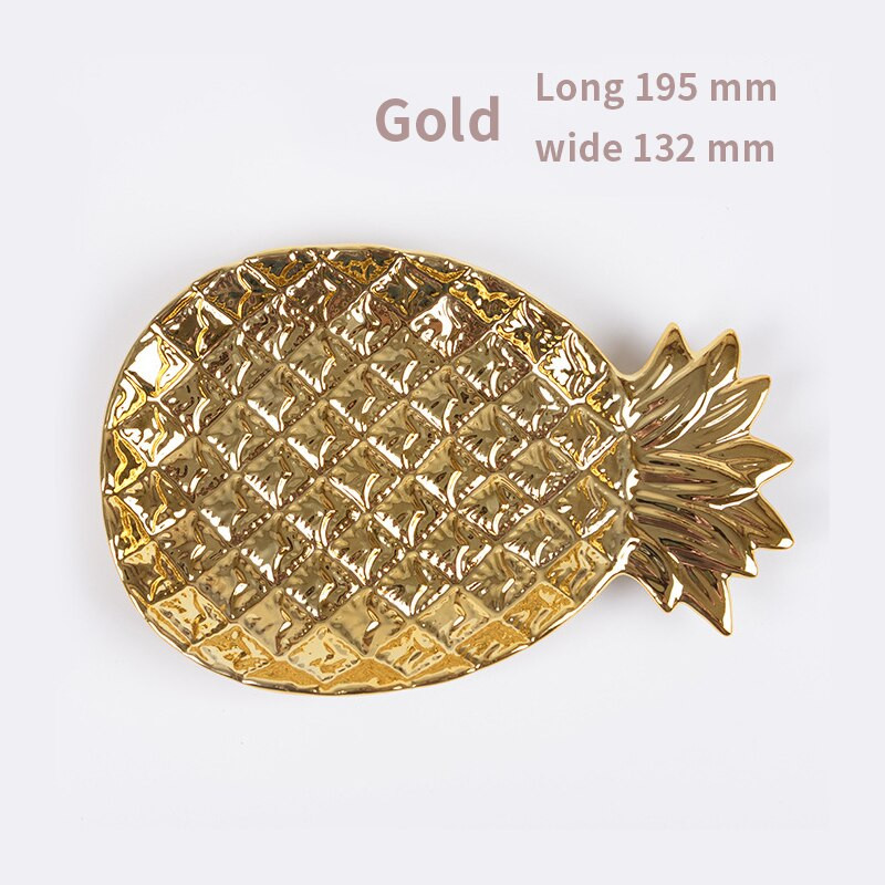 Nordic Golden Ananas Cukríky Trinket Miska na šperky Úložný tanier Riad Stolový riad Ovocný podnos keramické taniere na jedlo