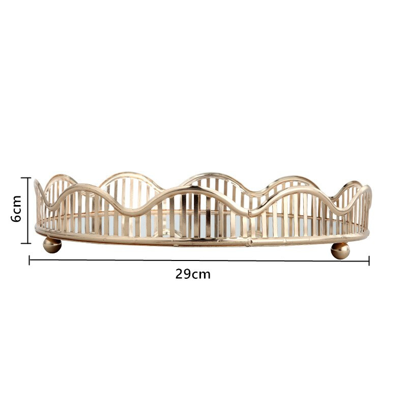 Zrkadlový táck Nordic Hollow Corrugated, šperky, kozmetický úložný tanier na ovocie, organizér na stôl