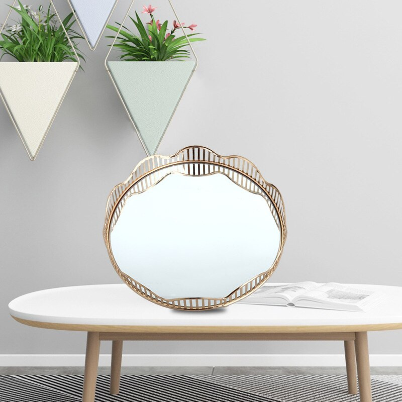 Zrkadlový táck Nordic Hollow Corrugated, šperky, kozmetický úložný tanier na ovocie, organizér na stôl