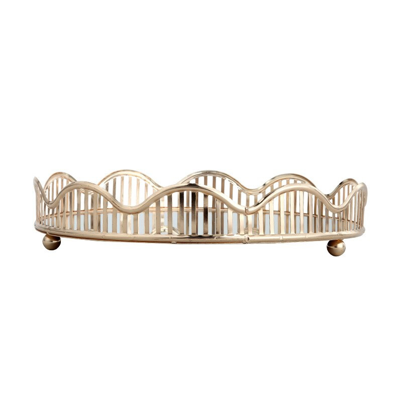 Zrkadlový táck Nordic Hollow Corrugated, šperky, kozmetický úložný tanier na ovocie, organizér na stôl