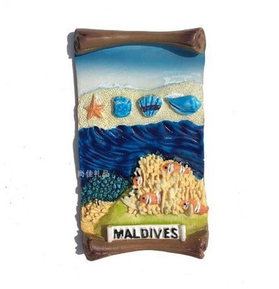 Dervos šaldytuvo magnetas Maldyvų Syrah stiliaus vandenyno kraštovaizdžio magnetinis lipdukas 3D trimatis dovanų papuošalų lipdukas